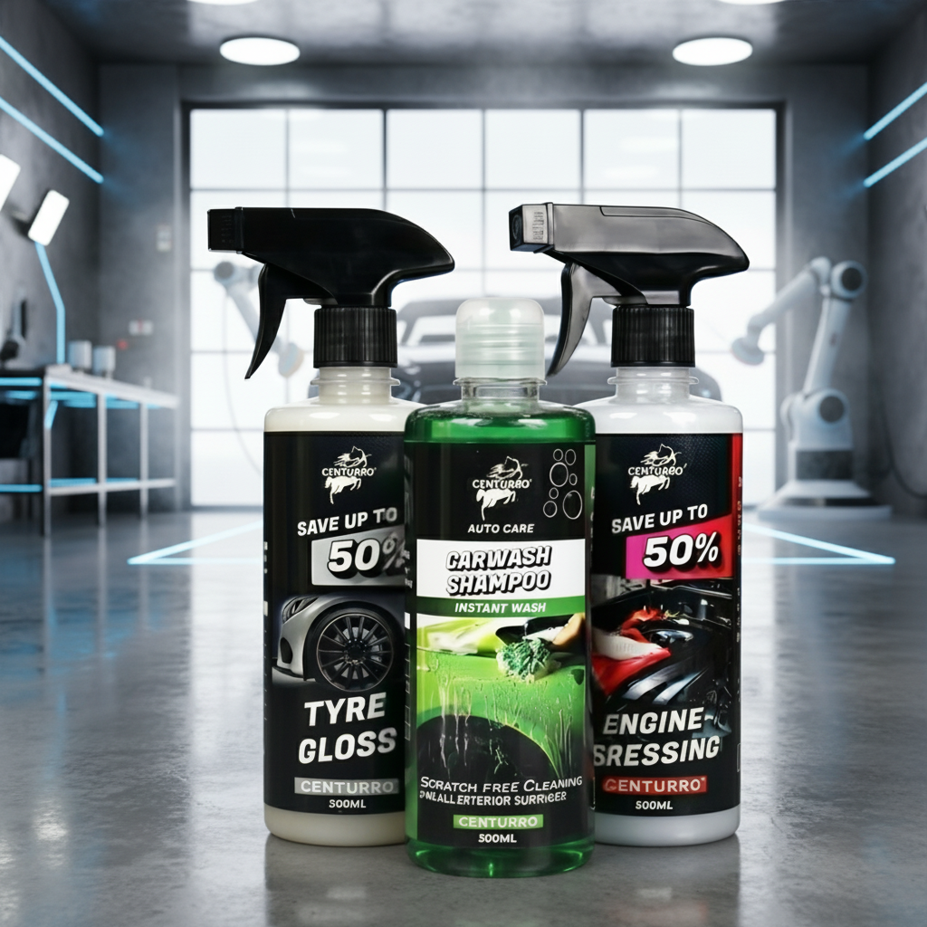 Centurro Tyre Gloss + Car Wash Shampoo + Engine Dressing